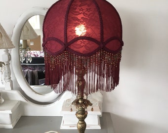 Wine coloured lampshade for table lamp
