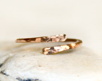 Bronze ring for women, Hammered adjustable ring, Bronze gift for her, Dainty bronze ring
