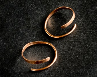 Bronze hoops with hammered texture, Minimalist hoop earrings