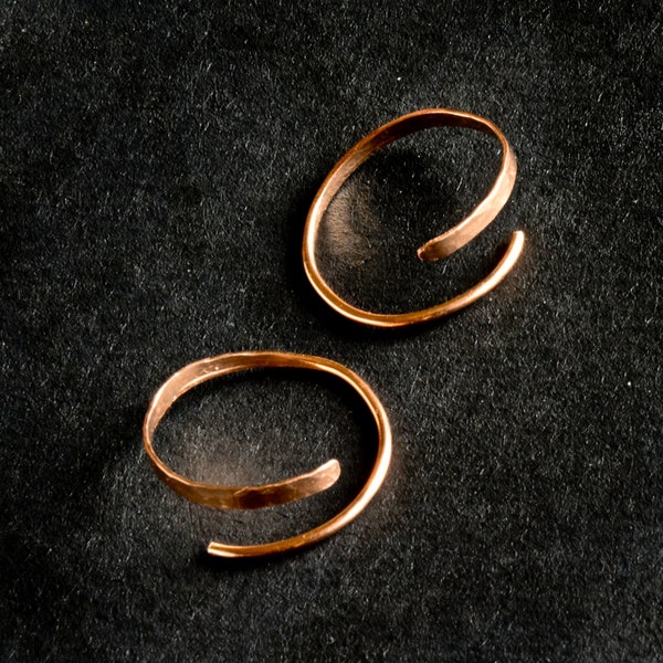 Bronze hoops with hammered texture, Minimalist hoop earrings
