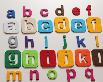 Magnetic Alphabet with Felt. 2"/5cm Double lowercase alphabet, 2 in 1. Perfect on the Fridge. Magnets for Kids
