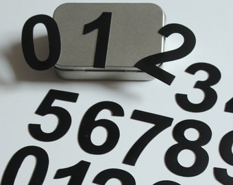 Numbers for a board, DIGITS on the Fridge, Magnets, BLACK Magnetic Numbers,MagWords, Black digits for a Board