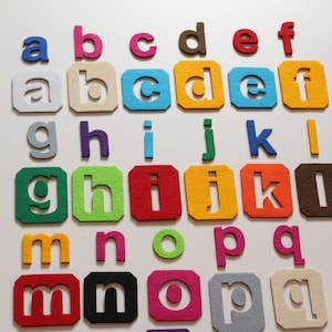 Alfabeto Magnético con Fieltro. Alfabeto en minúsculas dobles de 2"/5cm, 2 en 1. Perfecto para la nevera. Imanes para niños
