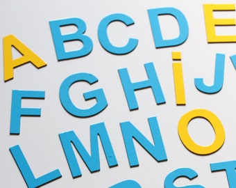 Letras mayúsculas magnéticas de dos colores 3,6 cm / 1,42 pulgadas, letras magnéticas mayúsculas, perfecto en la nevera para niños