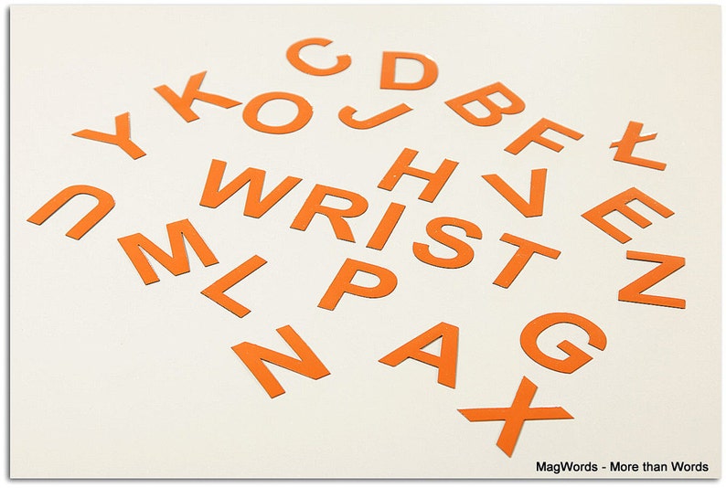 Capital Magnetic Letters for Kindergarten, ORANGE Alphabet for Learning to Read. Back to School with Magnets for Kids image 3