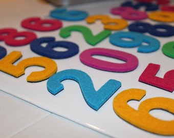 2" DIGITS on Fridge Magnets with felt , MIX of colors 5 cm Magnetic Numbers, MagWords, Refrigerator Magnets