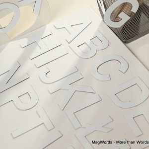 Letras magnéticas mayúsculas, alfabeto BLANCO para aprender a leer. Perfectas para el frigorífico, imanes para niños