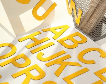 Yellow Uppercase Magnetic Letters, Fridge Magnets for Kids