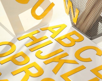 Uppercase Magnetic Letters, Yellow Alphabet for Learning to Read. Perfect on the Fridge, Magnets for Kids