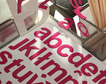 Fuchsia Magnetic Letters, 2" Alphabet Fridge Magnets