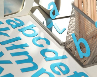 Blue Magnetic Alphabet Letters, lowercase Fridge Magnets for Kids