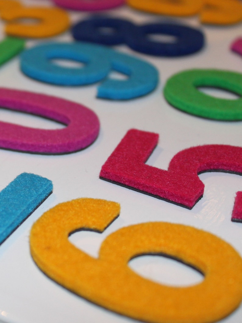 Magnetic Digits with Felt. Magnets perfect on the fridge, MagWords 2 inch/5cm image 3