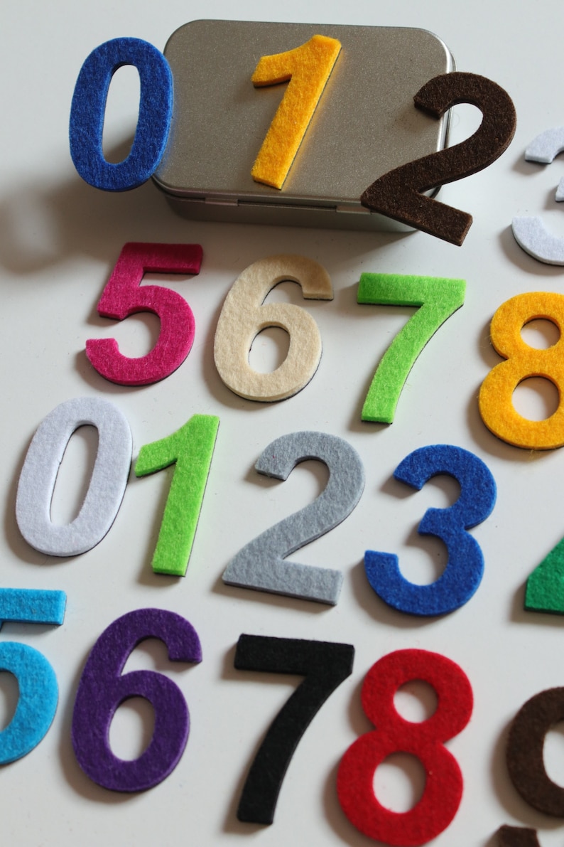 Magnetic Digits with Felt. Magnets perfect on the fridge, MagWords 2 inch/5cm image 1