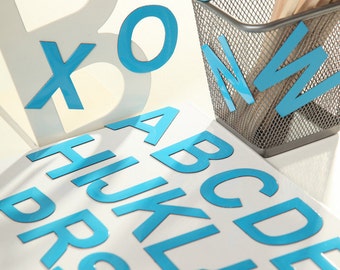 Magnetische hoofdletters, BLAUW alfabet om perfect te leren lezen op de koelkast, magneten voor kinderen, hoofdletters, leermiddelen