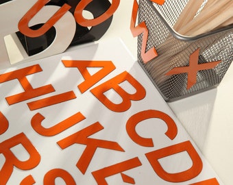 Capital Magnetic Letters for Kindergarten, ORANGE Alphabet for Learning to Read. Back to School with Magnets for Kids