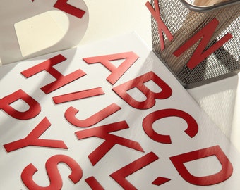 Capital Magnetic Letters for Kindergarten, RED Alphabet for Learning to Read. Back to School with Magnets for Kids