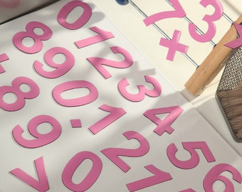 2" Magnetic DIGITS on the Fridge, Magnets, 5 cm Pink Magnetic Numbers, MagWords