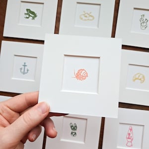 Petites impressions linogravure originales - Mini impression - Impressions contrecollées 10 x 10 cm