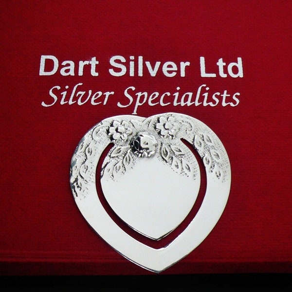 New Scottish Sterling Silver Bookmark, Floral Loveheart, Book, Gift, Boxed, Hallmarked Edinburgh 2024, Dart Silver Ltd, REF:NEW-LHBM