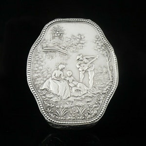Continental Silver Box, Antique, Snuff, 800 Grade, Tobacco, Multi Purpose, Hinged, Trinket, Germany, Schleissner & Sohne c.1890