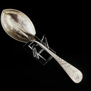 Sterling Silver Serving Spoon, Aesthetic Movement, Whiting Manufacturing, American, Cutlery, Flatware, Antique, c.1890