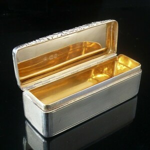Silver Snuff Box, Antique, Sterling, English, Gilt, Crested, Tobacco, Hallmarked London 1822/23, Possibly William Edwards