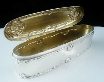 Silver Trinket Box, American, Antique, Sterling, Engraved, Jewellery, Ladies, c.1900, Whiting Manufacturing Co, REF:585S