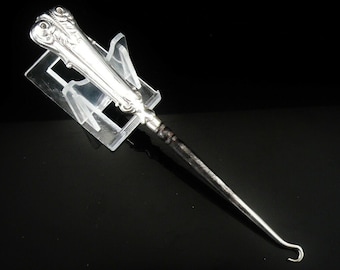 Silver Button Hook, Sterling, English, Antique, Art Nouveau, Buttoner, Crisford & Norris Ltd, Hallmarked Birmingham 1911,