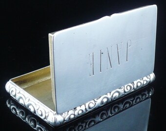 Silver Snuff Box, Chinese Export, Antique, Trinket, Yatshing of Canton c.1830