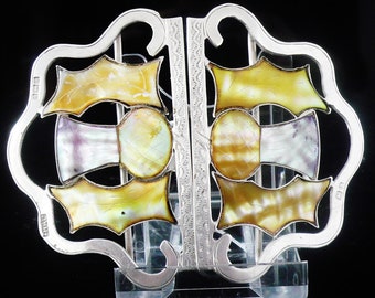 Silver Belt Buckle, Nurses, Sterling, Antique, English, Scottish Thistle, 2 Tone, Hallmarked Birmingham 1910, F H Adams Ltd