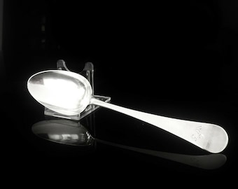 Silver Serving Spoon, Antique, Sterling, Cutlery, Tableware, English, Hallmarked London c.1770 Jacob Marsh or John Moore, REF:528T