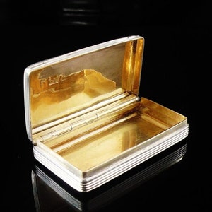 Antique Sterling Silver Snuff Box, English, Tobacco, Francis Clark, Hallmarked Birmingham 1824