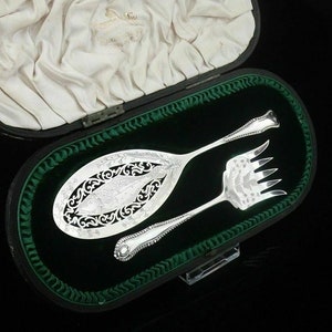 Silver Fish Servers, Sterling, Cased, English, Tableware, Antique, Edwardian, Cutlery, Mappin & Webb, Hallmarked Sheffield 1906
