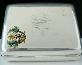 Silver Cigarette Case, Sterling, Enamel, Antique, English, Rare, Cameronians, (Scottish Rifles), Hallmarked Birmingham 1915, REF 477E