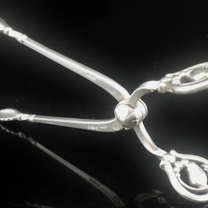 Sterling Silver Sugar Tongs, Blossom Pattern, English, Tea, Vintage, Tableware, Hallmarked London 1958, Georg Jensen