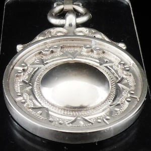 Sterling Silver Pocket Watch Fob Medal, English, Vintage, Jewellery, Engraved, J W Tiptaft & Son Ltd, Hallmarked Birmingham 1931