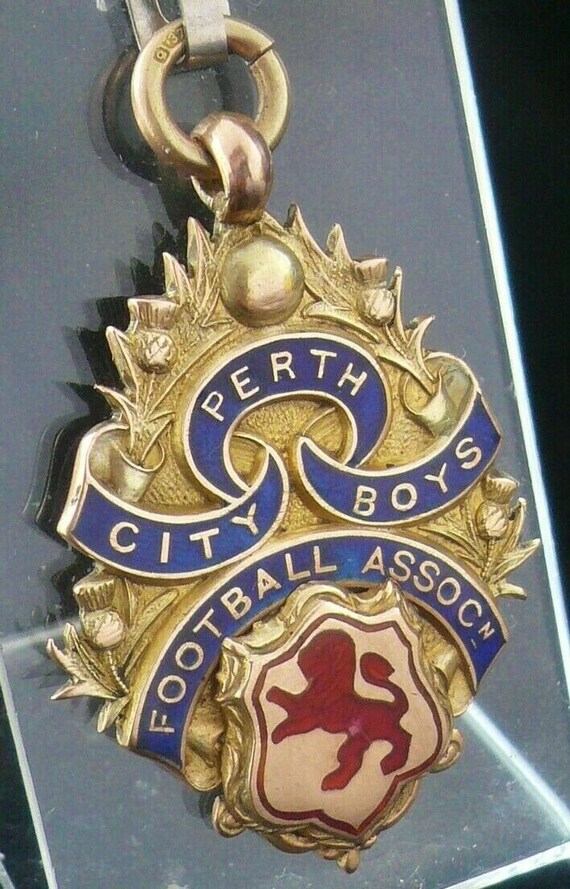 Pocket Watch Fob, Medal, 9ct Gold, Enamel, Perth City… Gem