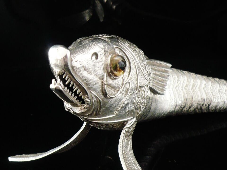 Exquisite Collection of Six Silver and Gilt Articulated Fish from Spain /  Italy For Sale at 1stDibs