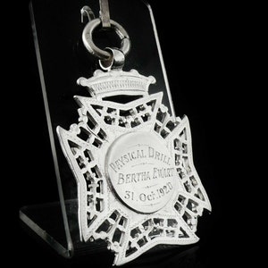 Pocket Watch Fob, Medal, Large, Openwork, Silver, English, Sterling, Antique, Albert Sydenham, Hallmarked Birmingham 1895