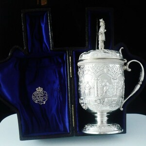 Sterling Silver Tankard, Scottish, Barware, Antique, Cup, Hallmarked Glasgow 1880, George Edward & Sons, Barry Sullivan (Actor)