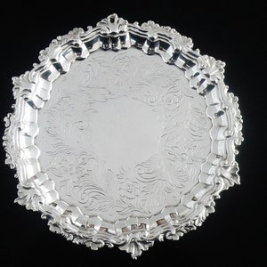 Silver Card Tray, Salver, Sterling, Antique, English, Tableware, Robert Abercromby, Hallmarked London 1843