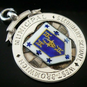 Pocket Watch Fob, Medal, Sterling, Silver, Large, West Bromwich School, English, Vintage, Hallmarked Chester 1933, REF:602H
