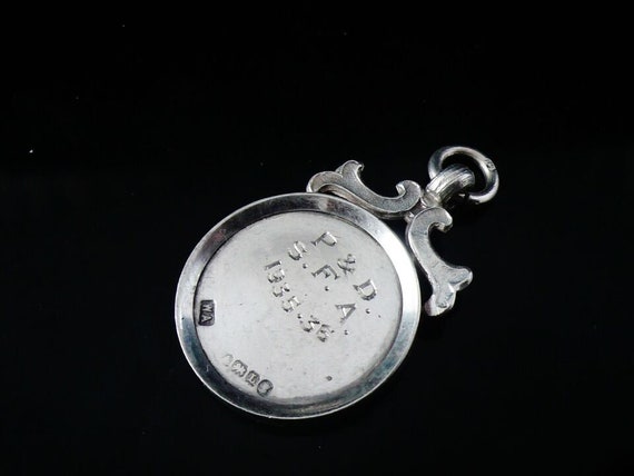 Sterling Silver Gold Pocket Watch Fob Medal, Engl… - image 9