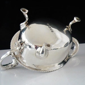 Silver Sauce Boat, Sterling, English, Gravy, Vintage, Tableware, Serving, B Chatterley & Sons Ltd, Hallmarked London 1932, REF:611H image 7