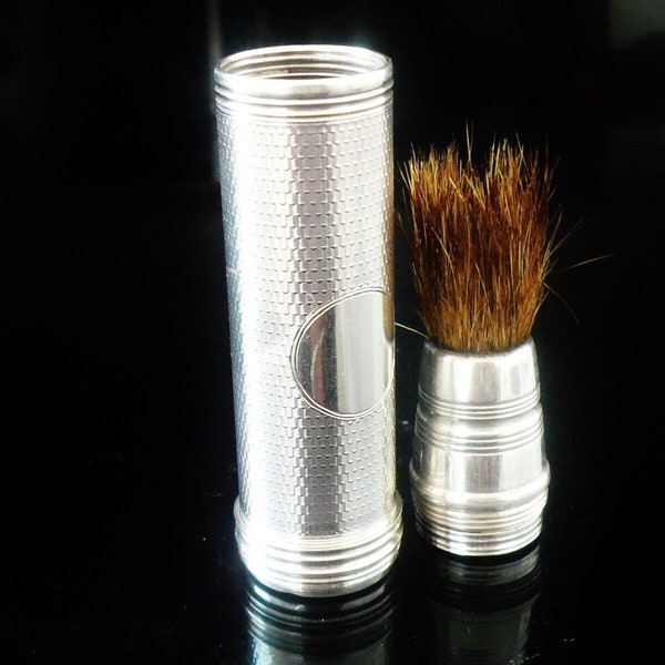 Sterling Silver Shaving Brush, Antique, English, Gents, Grooming, Hallmarked London 1844, Female Silversmith Ann Reid, REF: 637G32