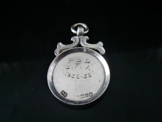 Sterling Silver Gold Pocket Watch Fob Medal, Engl… - image 5