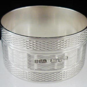 Sterling Silver Napkin Ring, English, Serviette, Tableware, Vintage, Engraved M, Hallmarked Chester 1926, E J Trevitt & Sons