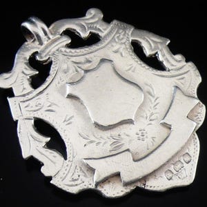 Large Double Sided Sterling Silver Pocket Watch Fob Medal, English, Antique, Edwardian, Jewellery, Hallmarked Birmingham 1903
