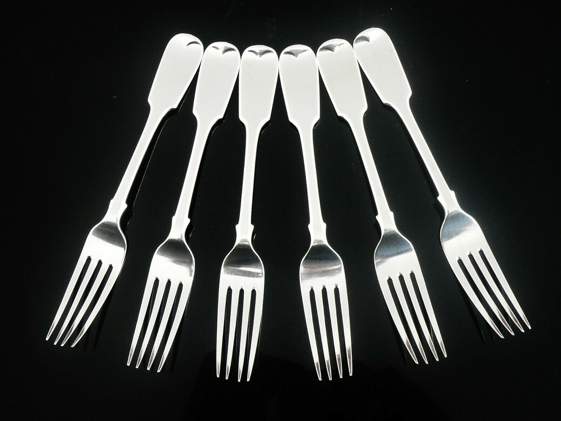 Silver Dessert Forks Set 6 Antique Sterling Cutlery Etsy UK