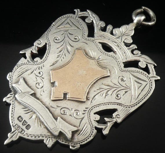 MASSIVE Sterling Silver Pocket Watch Fob Medal, Double Sided, Edwardian, Antique, English, Jewellery, Hallmarked Chester 1902